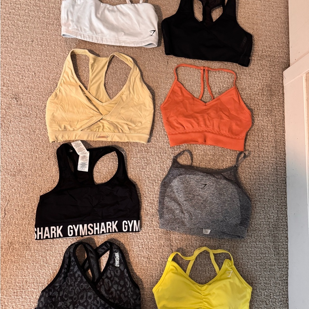 Gymshark Sports Bra Collection - White, Black, Yellow, Orange, Gray